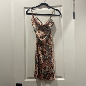 🌸 Rue21 Floral Satin Mini Dress | XS | Cowl Neck Spaghetti Strap Slip Dress
